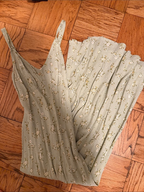 The Workshop Dresses & Skirts - Sage Green Floral Maxi Dress with V-Neck